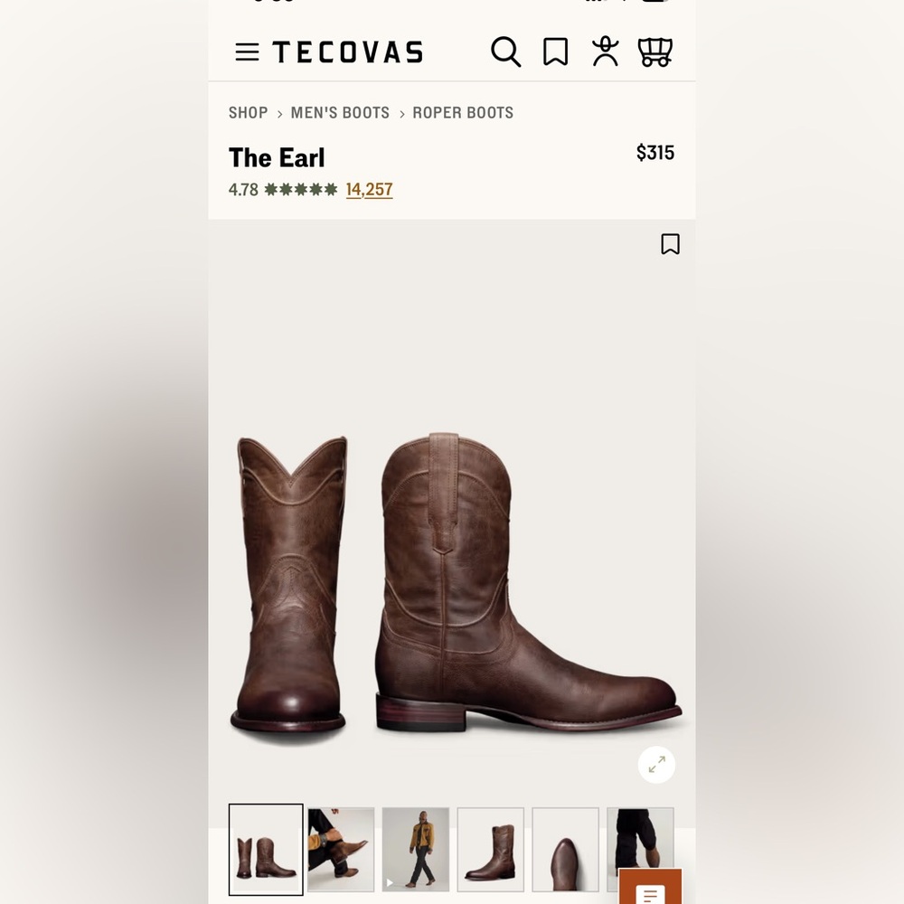 Tecovas The Earl Brown Roper Boots